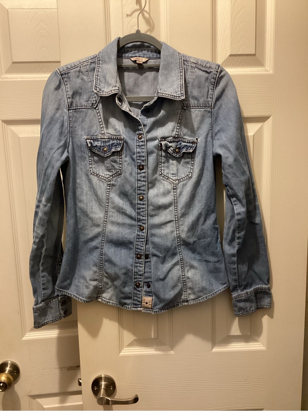 Guess Denim Blue Jacket with Tan Label